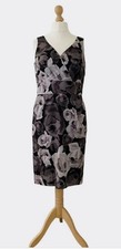 Hobbs Invitation Floral Dress Grey Shift Roses Stretch Wedding Occasion UK 14