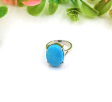 Turquoise Oval Gemstone 925 Sterling silver Wedding Gift Ring promise gift ring