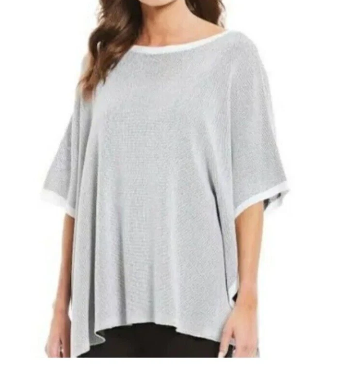 Eileen Fisher Poncho One Size Silk Side Tie Open Knit Sweater Top Jacket Cape