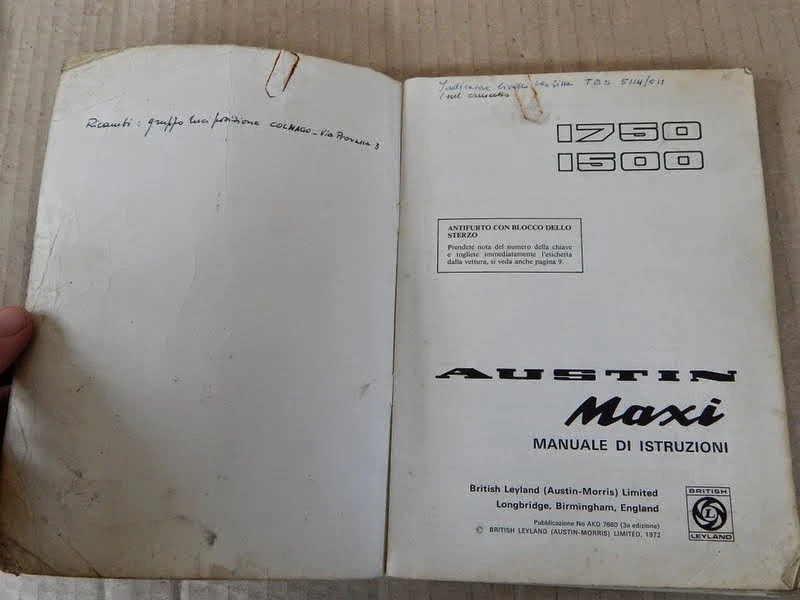 AUSTIN MAXI 1500 1700 LIBRETTO USO E MANUTENZIONE 1972 MANUALE MANUAL OWNER - Immagine 3 di 3