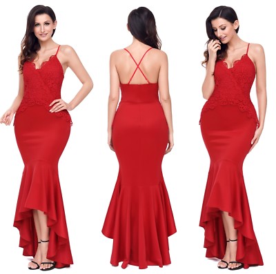 Kleid Stickerei Ausschnitt Senkrecht Zeremonie Party Ball Meerjungfrau Abendkleid S