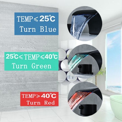 Black 8 In Widespread LED Bathroom Basin Faucet Waterfall Vanity Sink Mixer Tap - 第 11/15 張圖片