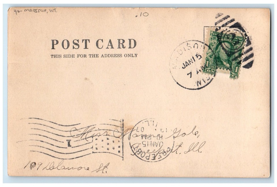 1907 Boys Formal Dress Coat Hat Madison Wisconsin WI Antique RPPC Photo