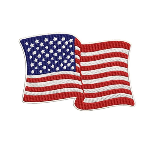 American Flag WAVING Embroidered Patch 3.75 x 3 -- Patriotic Pride USA