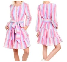 J. Crew Pastel Stripe Belted Button Up Dress Womens Waist Tie Womens Short XL