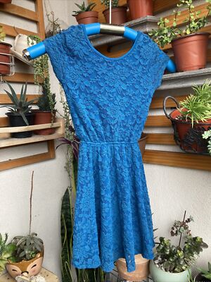 Ruby & Bloom Navy Blue Lace Skater Dress Girls Size M 8/10 EUC | eBay