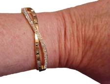 The Zen Collection Gold Stainless Steel And Rhinestones Twisted Cuff Bracelet