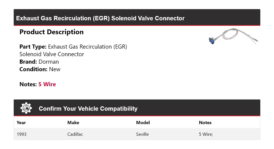 For 1993 Cadillac Seville Dorman EGR Solenoid Valve Connector - Image 2 of 4
