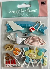 Pool Party 3D Stickers Picnic BBQ Lounge Chair Beach Ball Scrapbooking Journal