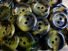 Buttons 34mm 54L Olive Green Yellow Tortoise Shell Effect 2 Hole Large Coat W512