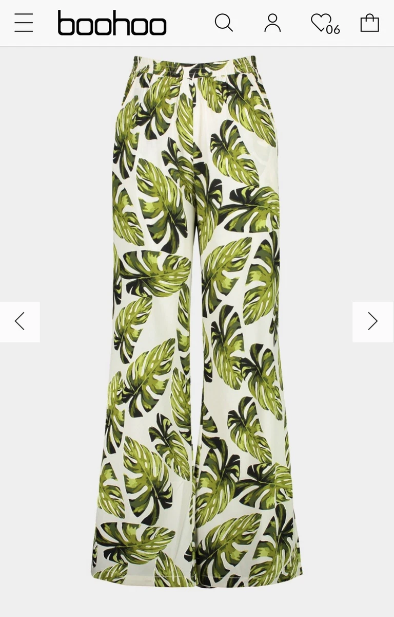 Palm print wide leg pants cheap