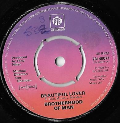 Beautiful Lover / Much Better Than You Brotherhood Of Man VG+