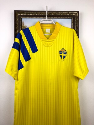 Sweden Home football shirt 1991 Soccer Adidas Jersey Mens Trikot