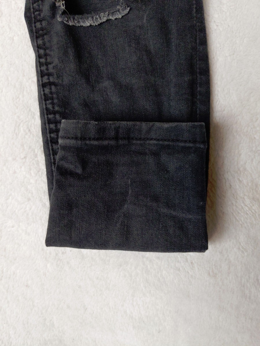 Free People Womens 26 2 Black Jeans Skinny Knee Hole Destroy Mid