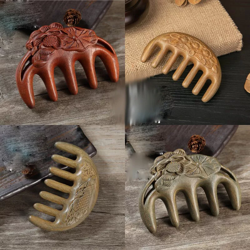 Handwork Portable Cute Carved Wooden Comb Home Decoration