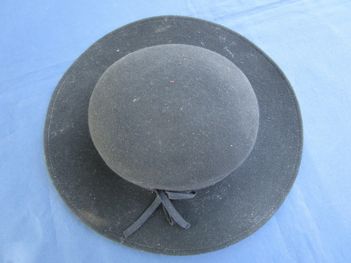 Chapeau Feutre Noir Fedora Tour De Tête 55 Cm - Occasion Très Bon État - Style Vintage Homme