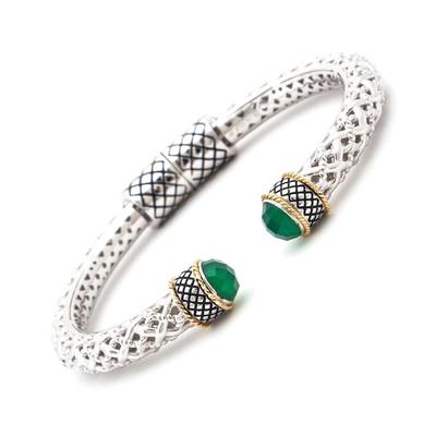 Andrea Candela 18k Yellow Gold & Sterling Green Agate Cable Bracelet ACB340-GG