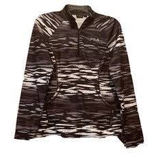 Womens Size Small Fila 1/4 Zip Jacket Fila Sport Performance Black White V1xm