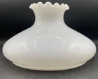 Large 9 5/8" Fitter Antique White Milk Glass Ruffle Top Shade Replacement