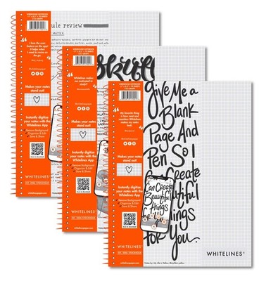 ROARING SPRING Whitelines Premium Spiral Notebook, 5x5 Graph Ruled, 11'' x 8.5...
