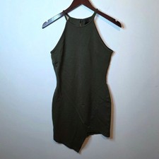 Windsor Olive Green Asymmetrical Bodycon Dress Elevated Streetwear Size Medium