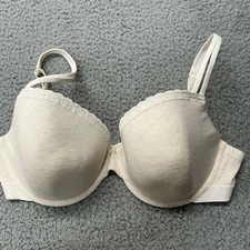 Aerie 38DD Real Happy Demi Bra White Heathered Trim