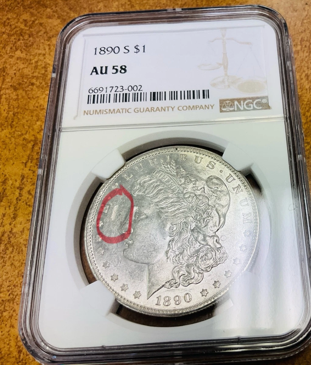 San Francisco AU 58 Graded 1890 Year Morgan US Dollars (1878-1921