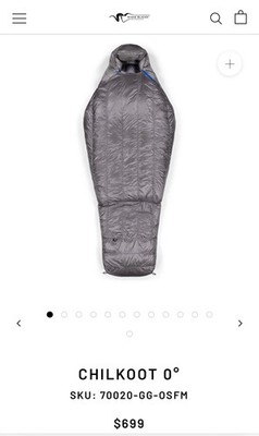 Stone Glacier Chilkoot 0 Sleeping Bag Granite Grey One Size Fits Most