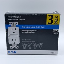 Eaton GF15W-3-LW 15A 125V GFCI Receptacle Outlet White 3-Pack NEW