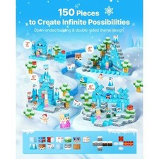 Magnetic Blocks 150 PCS Glacier Castle Set Magnetic Building Cubes for Kids
