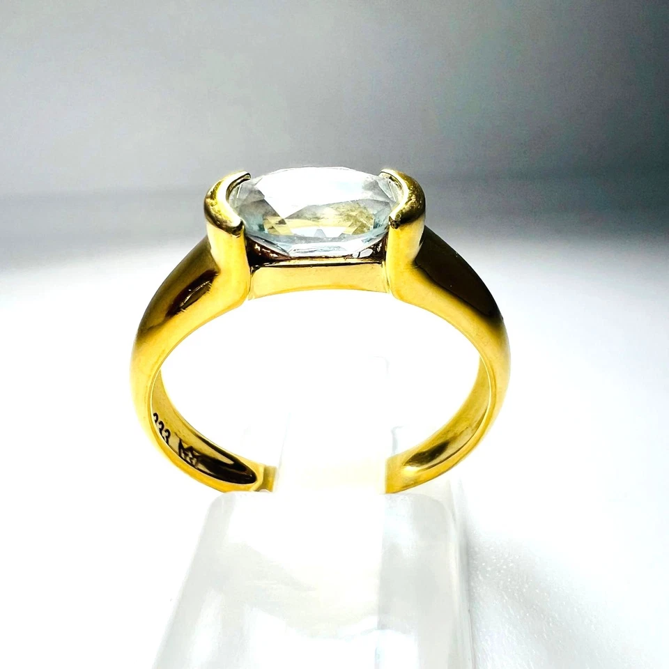 333 Gold Ring Aquamarin Oval Edelstein Damen Schmuck Gelbgold 8K Gr. 19 mm - Bild 3 von 4
