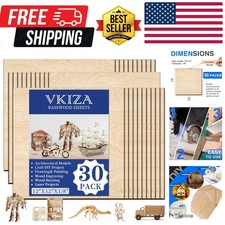 30 Pack Basswood Sheets 12"x12"x1/8", 3mm Basswood for Laser Cutting, Thin Pl...