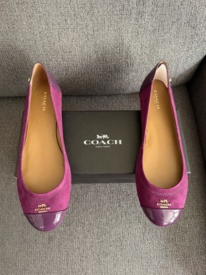 Coach Chelsea Suede/Patent Ballet Flats In Plum Size 8.5 New In Box