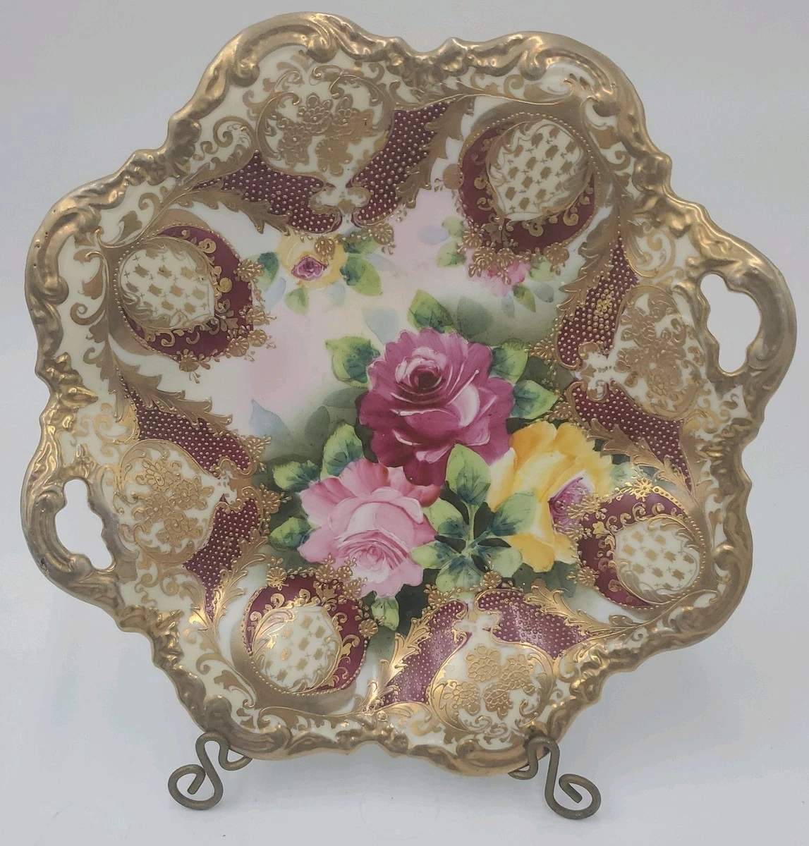 NIPPON Hand Painted 飾り皿 薔薇柄 金彩 プレート NIPPON Hand Painted 飾り皿 薔薇柄 金彩 プレート Nippon Roses In