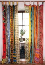 Seidiger Vorhang / Gardine ( 1 Stk.) Gardine aus Patchwork Sareestoff, Unikat -