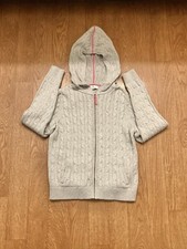 Vineyard Vines Girl s Light Gray Hooded Full Zip Cable Knit Sweater Size L 14 .