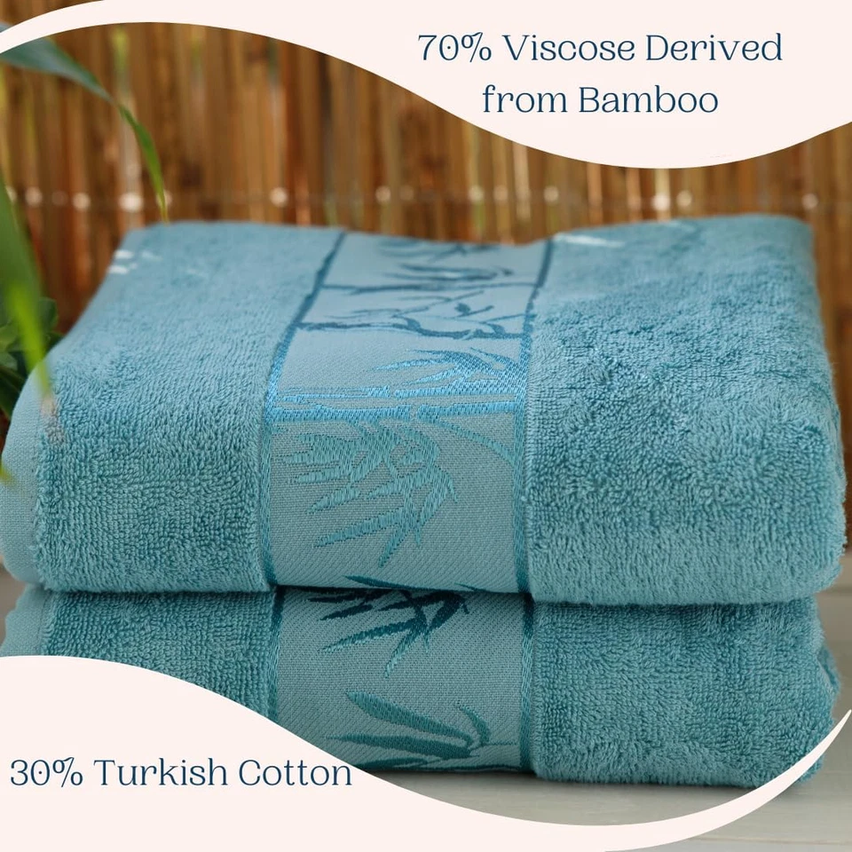 Juego de 2 toallas de baño súper suaves de lujo - viscosa premium derivada de bambú y T Foto 4 de 4