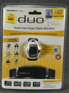 NEW SEALED WOMEN'S SPORTLINE DUO 1060HEART RATE MONITOR AND WATCH 25 FUNCTION