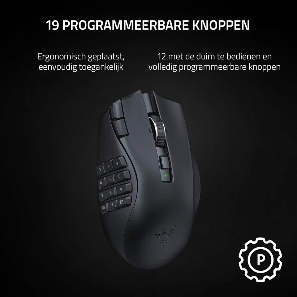 Razer Naga V2 HyperSpeed - Ergonomic Wireless MMO Gaming Mouse (with 19 Programm - Image 3 of 4