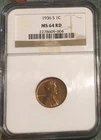 1936-S LINCOLN WHEAT CENT NGC MS 64 RD Certified Coin