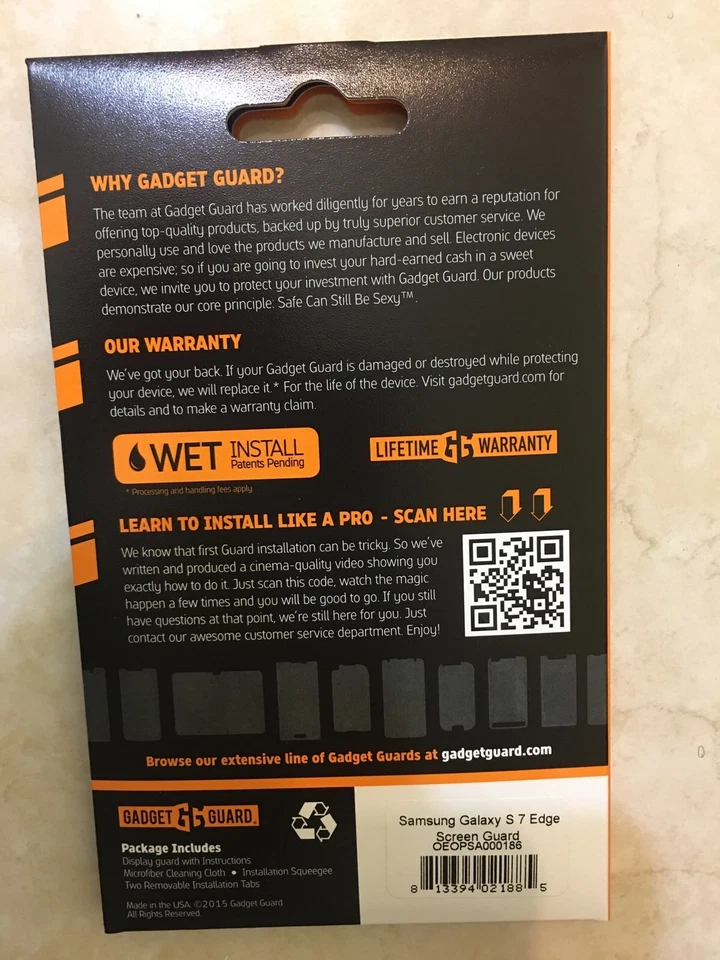 Protector de pantalla Gadget Guard PELÍCULA para Samsung Galaxy S7 Edge - Edición Original Foto 2 de 4