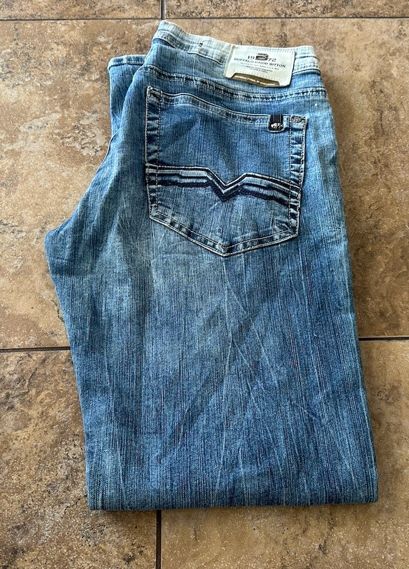 Slim Ash Men's Jean in Veined and Crinkled Blue – Buffalo Jeans Buffalo David Bitton メンズ ヘンリー US サイズ: XX-Large カラー: ブルー