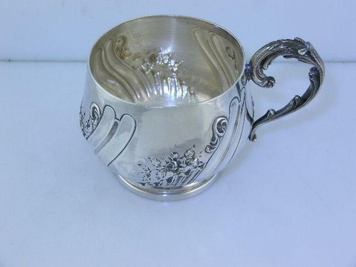 Wonderful French 950 Sterling Silver Cup w/ floral & scroll patterns - Picture 2 of 9