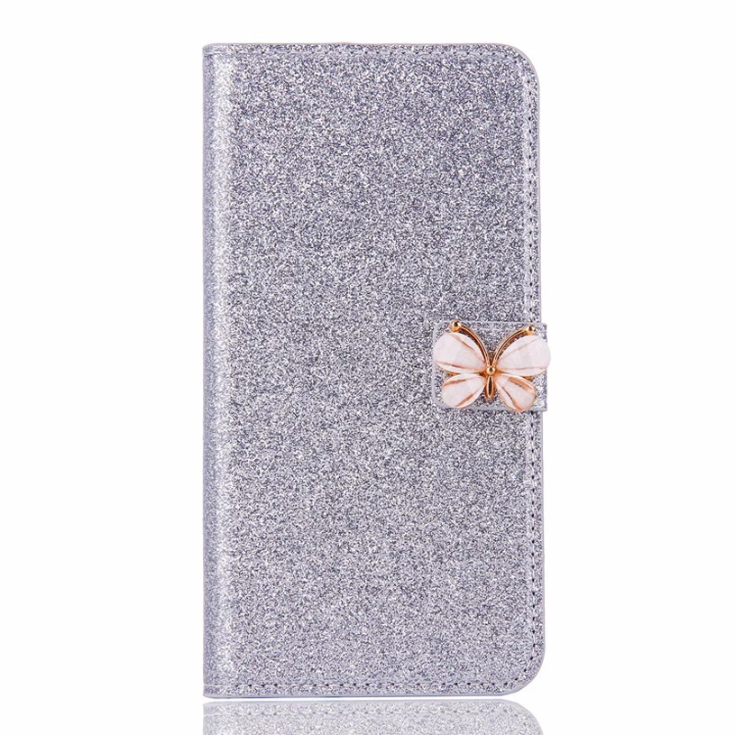 Glitter Wallet Case Butterfly Slim Flip Cover for Samsung S22+/S21/S20+ FE Ultra - Image 3 of 4