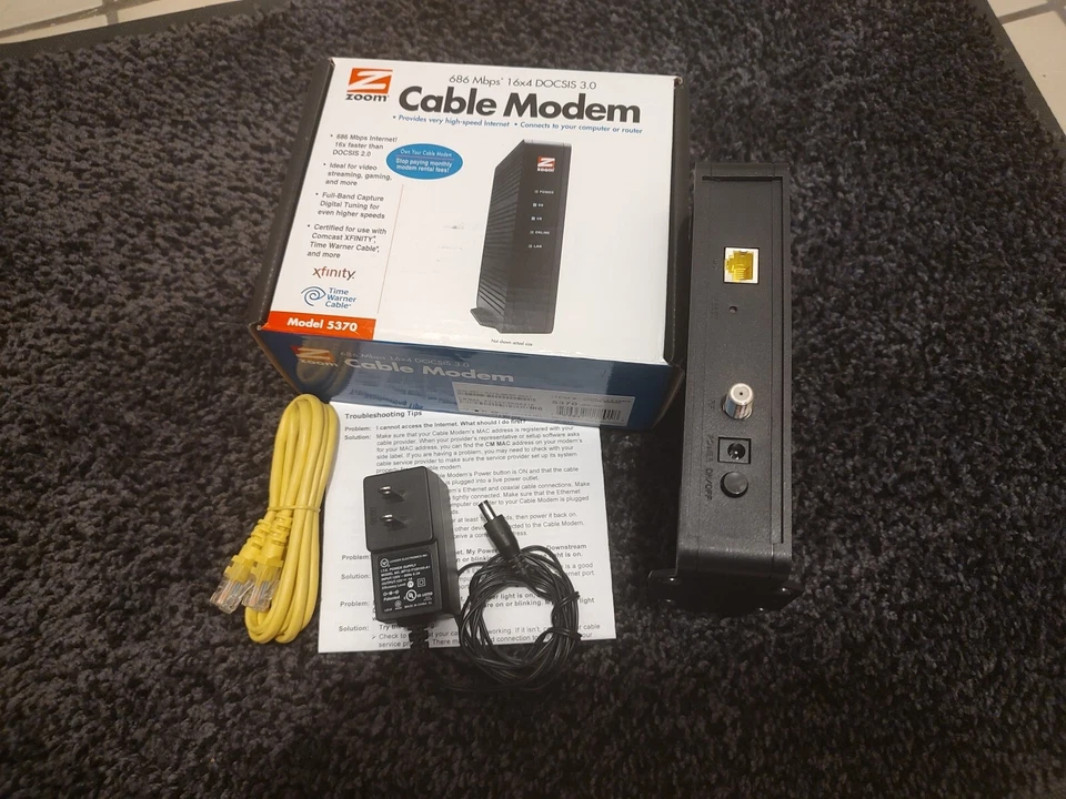 ZOOM Cable Modem Model 5370: 686 Mbps* 16x4 DOCSIS 3.0 Tested - Image 2 of 4