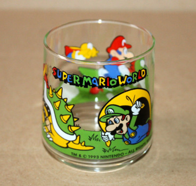 1993 Nintendo Super Mario World Yoshi Luigi Bowser Rare Vintage Glass Motive 4