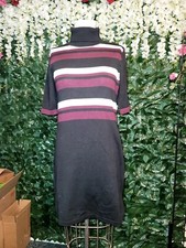 Vince Camuto Sweater Dress Womens Medium Stripe Multicolored Turtleneck 