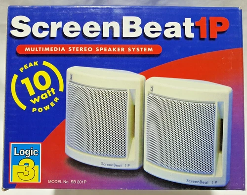 Retro Logic3 SB 201P ScreenBeat 1P Multimedia Stereo Speakers for PC 10 Watt NEW