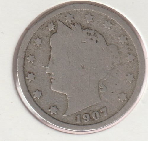 Rare 118 Year Old 1907 Barber Liberty V Nickel US Coin Collection Collectible