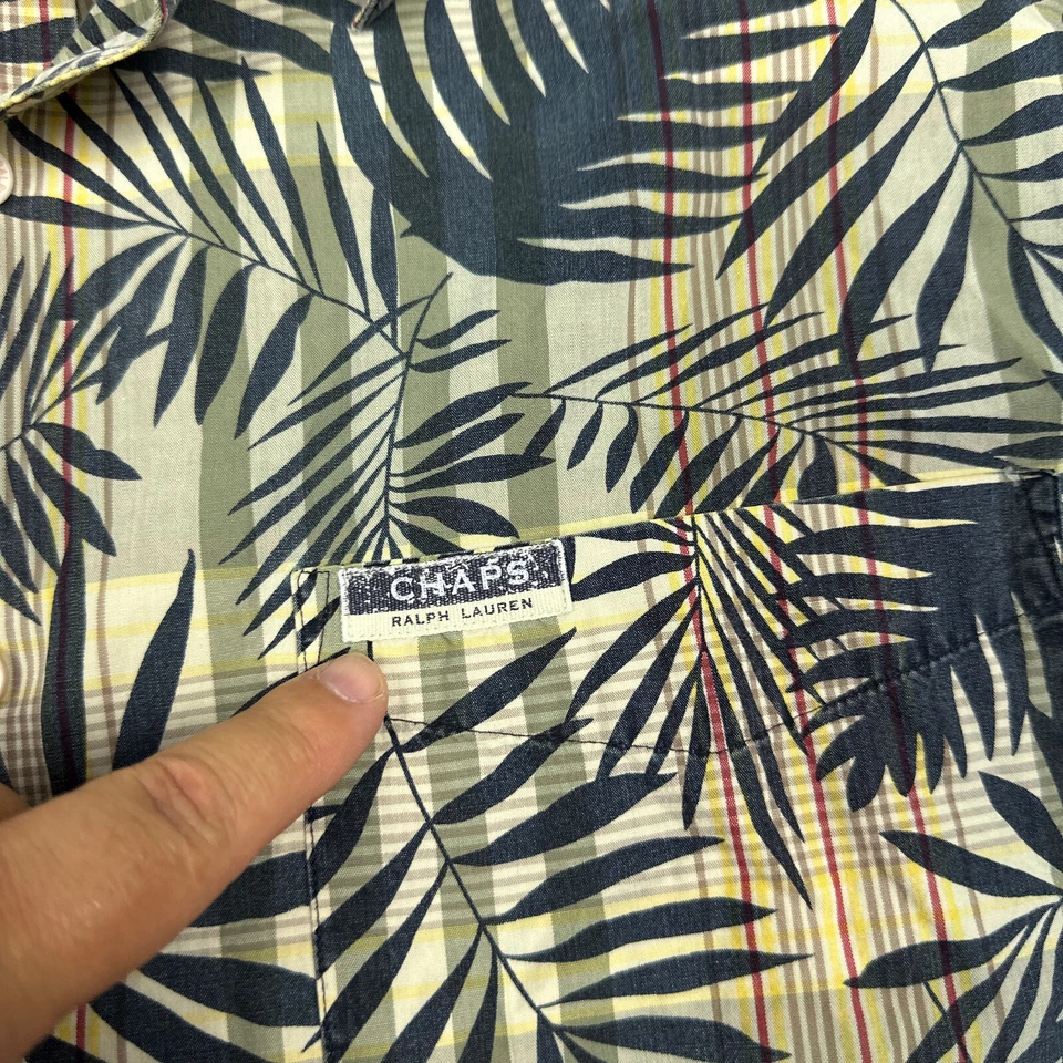 Camisa De Colección Chaps Ralph Lauren Hombres Mediana Floral Hawaiana Manga Corta Foto 3 de 4